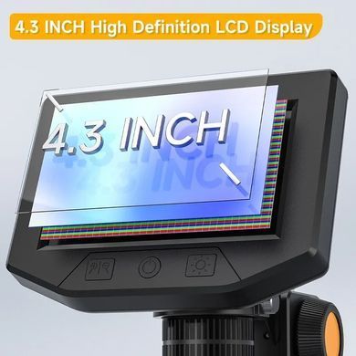 Цифровой микроскоп P220 35 см 4,3" HD 1080p 1000-кратное увеличение черный с дисплеем аккумуляторный для пайки и обучения P2201000X фото