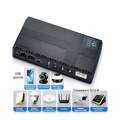 Мини UPS для роутера DC1018P портативный ИБП 10400 мАч 5V/9V/12V USB 18W DC1018PP фото