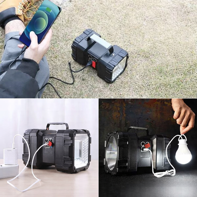 Фонарь - прожектор двухсторонний LED аккумуляторный 1200 lm + Power Bank 6000 mAh 7 режимов USB W844-K фото
