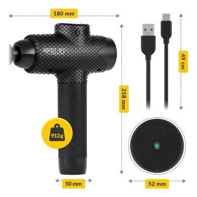 Ручний масажер для тіла MASSAGE GUN-EVO 4FIZJO Масажний пістолет портативний зі змінними наконечниками MG03 фото
