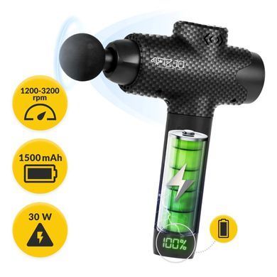 Ручний масажер для тіла MASSAGE GUN-EVO 4FIZJO Масажний пістолет портативний зі змінними наконечниками MG03 фото