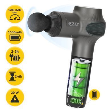 Ручний масажер для тіла MASSAGE GUN-ACTIVE 4FIZJO Масажний пістолет портативний зі змінними наконечниками MG04 фото