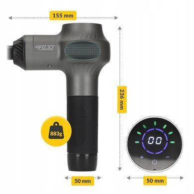 Ручний масажер для тіла MASSAGE GUN-ACTIVE 4FIZJO Масажний пістолет портативний зі змінними наконечниками MG04 фото
