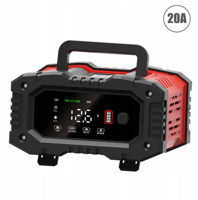 Професійний зарядний пристрій FOXSUR 12V 24V 20A для акумуляторів АКБ AGM GEL 5904310267403 фото