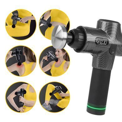 Ручний масажер для тіла MASSAGE GUN-ULTRA 4FIZJO Масажний пістолет портативний зі змінними наконечниками MG02 фото