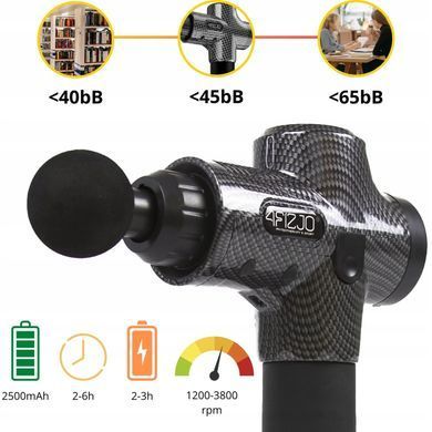 Ручний масажер для тіла MASSAGE GUN-ULTRA 4FIZJO Масажний пістолет портативний зі змінними наконечниками MG02 фото