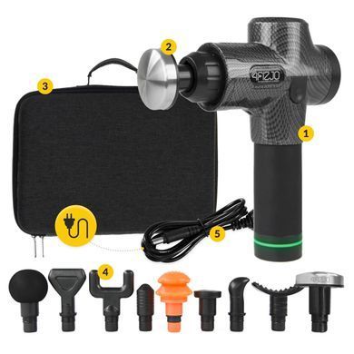 Ручний масажер для тіла MASSAGE GUN-ULTRA 4FIZJO Масажний пістолет портативний зі змінними наконечниками MG02 фото