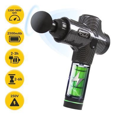 Ручний масажер для тіла MASSAGE GUN-ULTRA 4FIZJO Масажний пістолет портативний зі змінними наконечниками MG02 фото