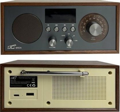 Портативний радіоприймач Brda FM/BT/USB 2200 мАч, 10 Вт, индуктивная зарядка телефона, коричневый/графитовый 5902270791020 фото