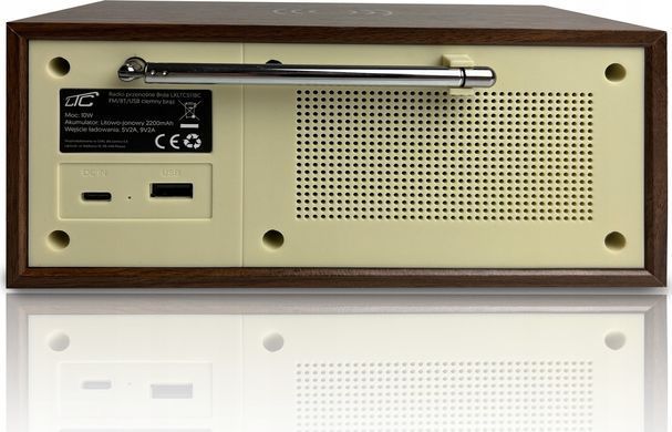 Портативний радіоприймач Brda FM/BT/USB 2200 мАч, 10 Вт, индуктивная зарядка телефона, коричневый/графитовый 5902270791020 фото