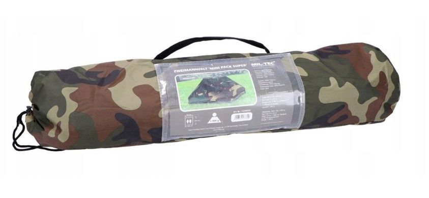 Двомісний намет Mil-Tec Mini Pack Super Woodland 14206020 фото