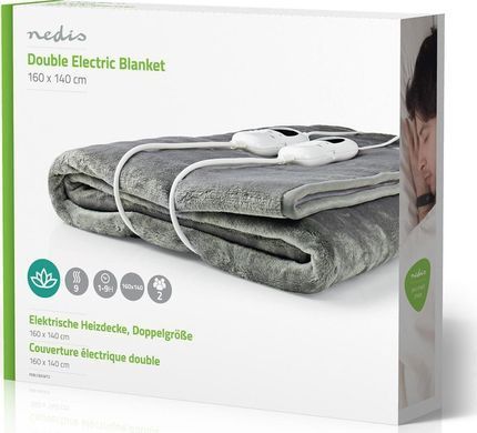 Электроодеяло Nedis ND-PEBL130CWT2 Бело-серое 160x140см Двухместное 9 Режимов Таймер 120 Вт ND-PEBL130CWT2 14461502 фото