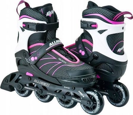 Роликовые коньки Allright Velocity для отдыха, регулируемые, розовые, размер 39-42 12989455 фото