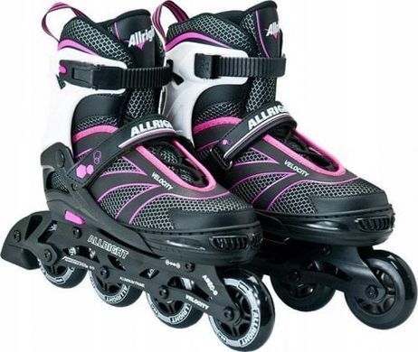 Роликовые коньки Allright Velocity для отдыха, регулируемые, розовые, размер 39-42 12989455 фото
