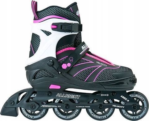 Роликовые коньки Allright Velocity для отдыха, регулируемые, розовые, размер 39-42 12989455 фото
