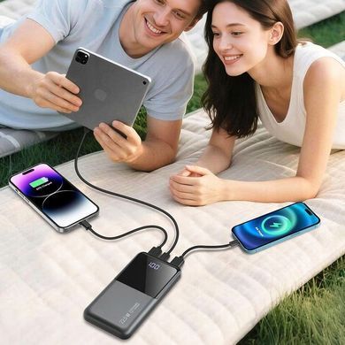Повербанк 20000 mAh быстрая зарядка PD 22.5W Power Bank 3xUSB с дисплеем Black 5906924735736 фото