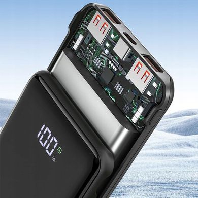 Повербанк 20000 mAh быстрая зарядка PD 22.5W Power Bank 3xUSB с дисплеем Black 5906924735736 фото