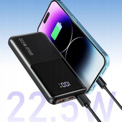 Повербанк 20000 mAh быстрая зарядка PD 22.5W Power Bank 3xUSB с дисплеем Black 5906924735736 фото