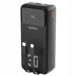 Повербанк 30000 mAh Dudao K15MAX 22.5W с кабелями Type-C Lightning PD QC Black 6976625333783 фото