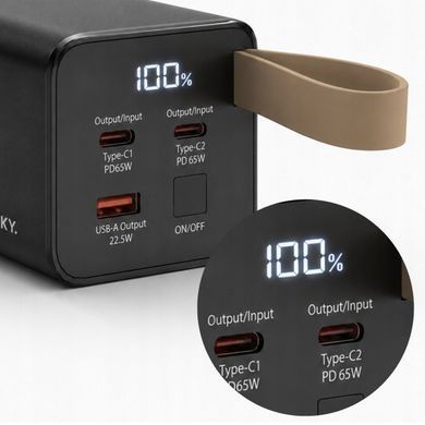 Повербанк 30000 mAh для ноутбука Wozinsky K65+ 65W PD 2xType-C USB LED Gray 5907769364457 фото