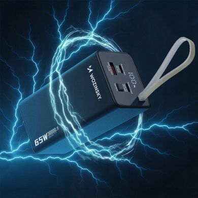 Повербанк 30000 mAh для ноутбука Wozinsky K65+ 65W PD 2xType-C USB LED Gray 5907769364457 фото