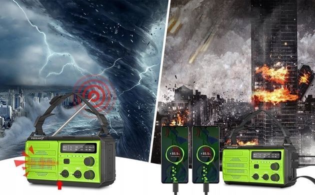 Радіоприймач Radio Feegar OZE 3 FM/AM Radio з динамо генератором павербанк 8000 маг 5904610880241 фото