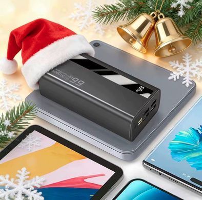 Повербанк 60000 mAh швидка зарядка 66W PD QC 3.0 Power Bank 5 виходів LED Black 625014514697 фото