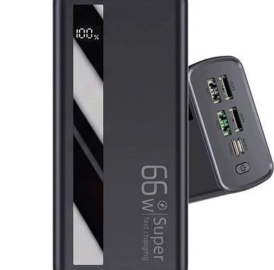 Повербанк 60000 mAh швидка зарядка 66W PD QC 3.0 Power Bank 5 виходів LED Black 625014514697 фото