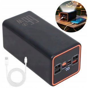 Повербанк 9000 mAh быстрая зарядка 66W Power Bank 4xUSB Type-C фонарик LED Black 602416879128 фото