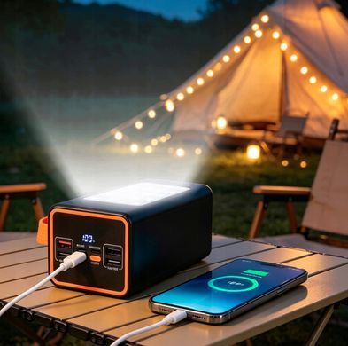 Повербанк 9000 mAh быстрая зарядка 66W Power Bank 4xUSB Type-C фонарик LED Black 602416879128 фото