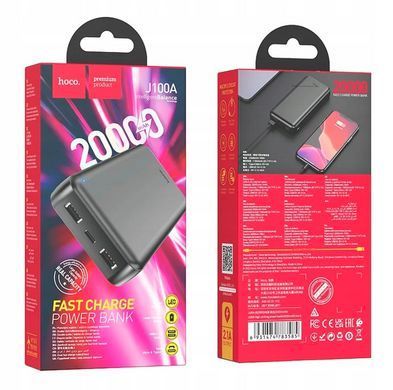 Повербанк 20000 mAh Hoco J100A High-ranking 2xUSB Micro-USB Type-C 2.1A LED 6931474783585 фото