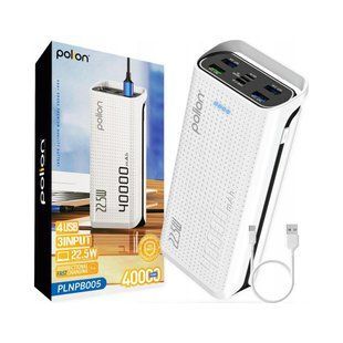Повербанк POLION PLNPB005 40000 мАч 22,5 Вт USB-C USB-A PD 3.0 QC 3.0 белый 5907090800266 фото