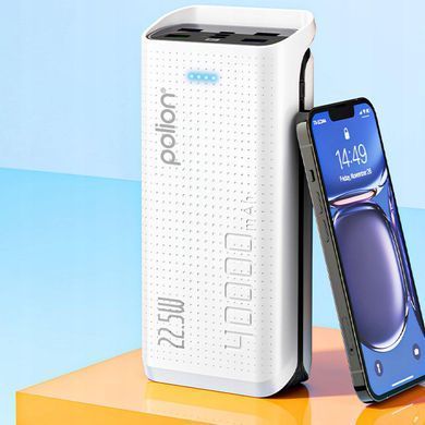 Повербанк POLION PLNPB005 40000 мА&middot;год 22,5 Вт USB-C USB-A PD 3.0 QC 3.0 білий 5907090800266 фото