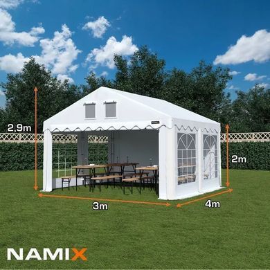 Намет садовий NAMIX COMFORT 3х4 м, ПВХ 560 г/м&sup2;, білий водонепроникний павільйон для вечірок та торгівлі NX98794 фото