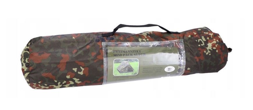 Військовий тактичний намет на двох Mil-Tec Mini Pack Super Flecktarn 205 cm x 145 cm x 100 cm 14206021 фото