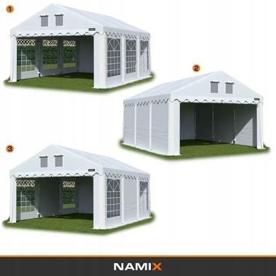 Палатка для вечеринок 5х10 м NAMIX COMFORT ПВХ 560 г/м&sup2;, белый, усиленный оцинкованный каркас, садовый павильон NX98803 фото