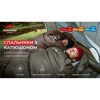 Спальний мішок  зимовий спальник-ковдра 220 см до -13&deg;C холлофайбер Naturehike U350 NH20MSD07 U350NH20MSD07 фото