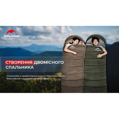 Спальний мішок  зимовий спальник-ковдра 220 см до -13&deg;C холлофайбер Naturehike U350 NH20MSD07 U350NH20MSD07 фото