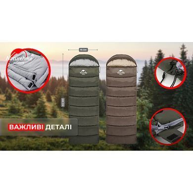 Спальний мішок  зимовий спальник-ковдра 220 см до -13&deg;C холлофайбер Naturehike U350 NH20MSD07 U350NH20MSD07 фото
