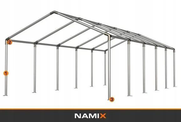 Палатка для вечеринок 5х10 м NAMIX COMFORT ПВХ 560 г/м&sup2;, белый, усиленный оцинкованный каркас, садовый павильон NX98803 фото