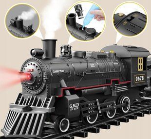 Електрична залізниця XXL з димлячим паровозом на радіокеруванні 920 см USB світло звук великий дитячий поїзд 5904161366416 фото