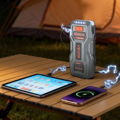 Пусковое устройство 3000 А 16000 мАч для авто 3 в 1 с фонариком USB QC3.0 и кейсом jump starter YJDYQDX3000A1A8EO001V9 фото