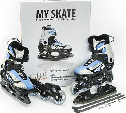 Роликовые коньки Allright MySkate со сменной рамой, регулируемые, синие, размер 29-32 6668095 фото