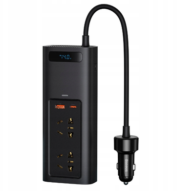 Автомобільний інвертор Baseus 150W 220V (вилка EU та CN) чорний (CRNBQ-A01) 150 W фото