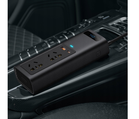 Автомобільний інвертор Baseus 150W 220V (вилка EU та CN) чорний (CRNBQ-A01) 150 W фото