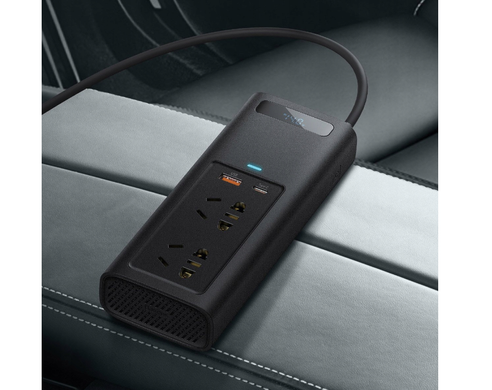 Автомобільний інвертор Baseus 150W 220V (вилка EU та CN) чорний (CRNBQ-A01) 150 W фото