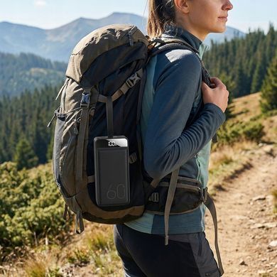 Зовнішній акумулятор (Power Bank) 60000 mAh 22.5W чорний швидка зарядка USB-C LED-дисплей для дому та кемпінгу 4059752999663 фото