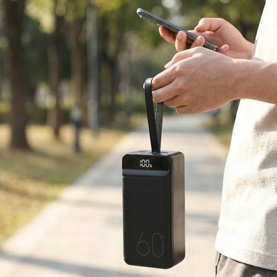 Зовнішній акумулятор (Power Bank) 60000 mAh 22.5W чорний швидка зарядка USB-C LED-дисплей для дому та кемпінгу 4059752999663 фото
