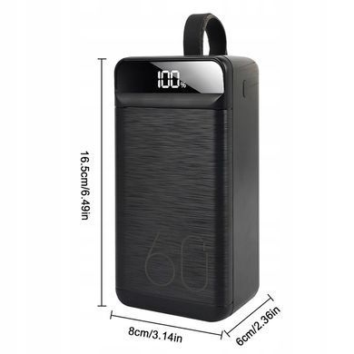Зовнішній акумулятор (Power Bank) 60000 mAh 22.5W чорний швидка зарядка USB-C LED-дисплей для дому та кемпінгу 4059752999663 фото