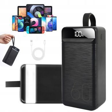 Зовнішній акумулятор (Power Bank) 60000 mAh 22.5W чорний швидка зарядка USB-C LED-дисплей для дому та кемпінгу 4059752999663 фото